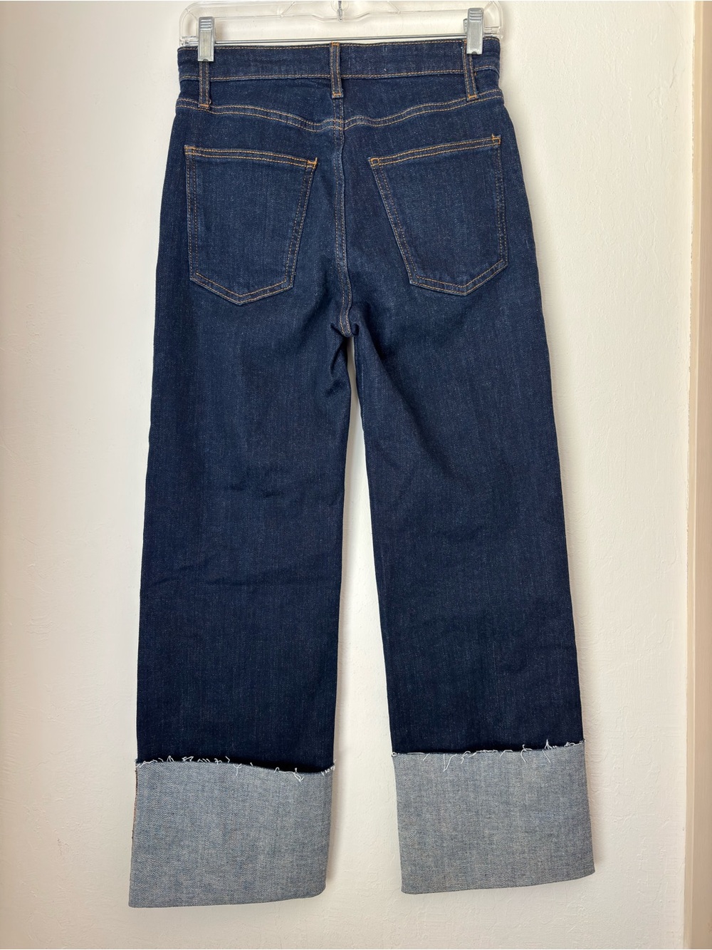 Pilcro Anthropologie Scotty Cuffed High Rise Straight Leg Jeans Size 26 Blue - Picture 7 of 14